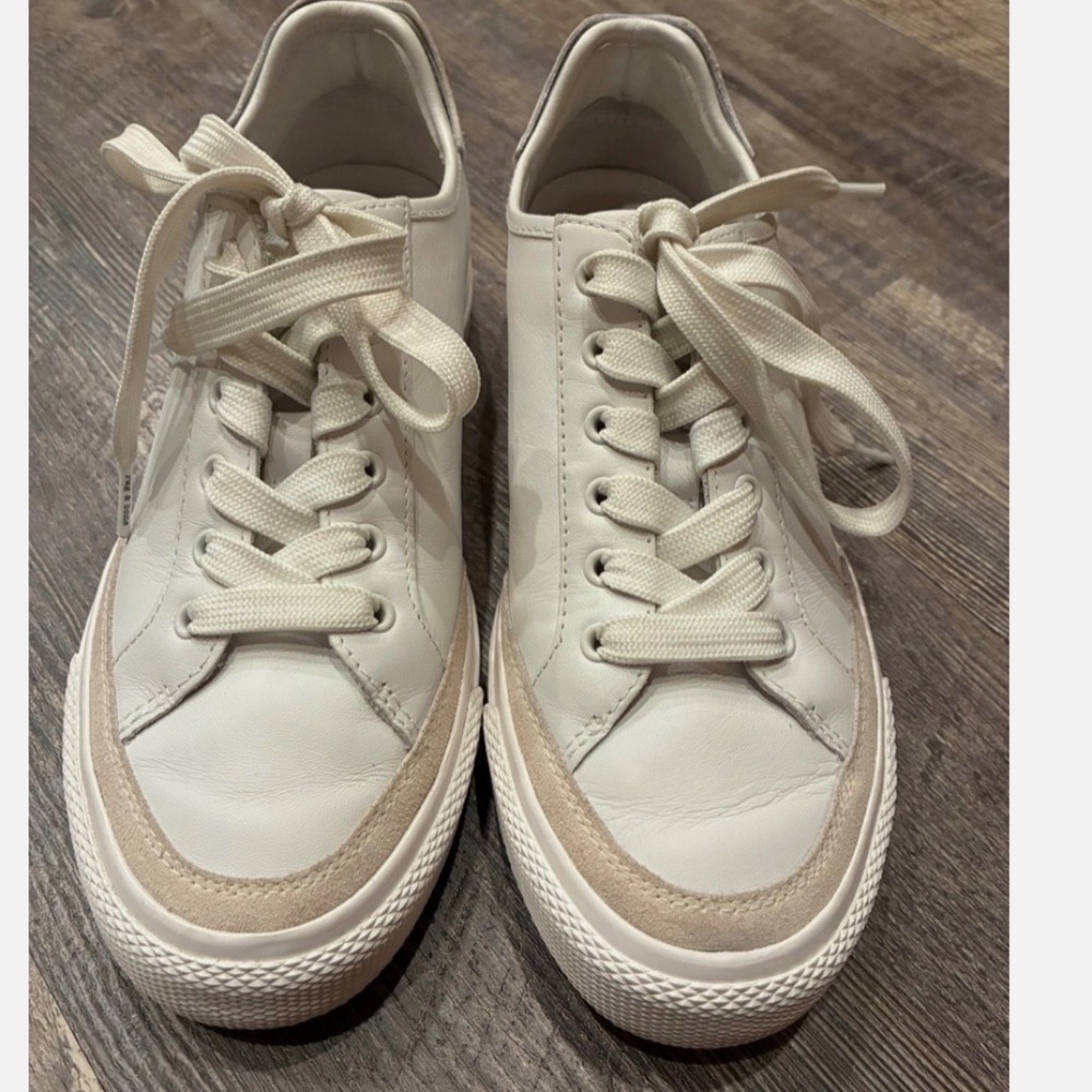 Rag & Bone Women’s Army White leather sneaker 38.5 suede trimmed